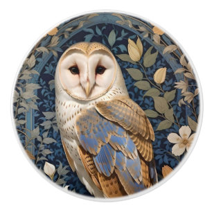 Bouton De Porte En Céramique Chouette effraie élégante florale inspirée de Will