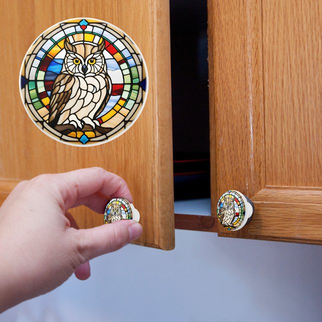 Bouton De Porte En Céramique Chouette en verre de Faux (Créateur téléchargé)