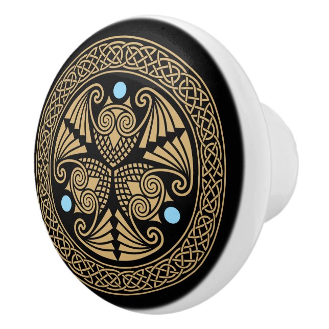 Bouton De Porte En Céramique Chouette triple celtique (Droite)