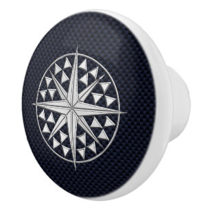 Bouton De Porte En Céramique Chrome Compas sur la marine Nautique Carbon Fiber 