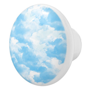 Bouton De Porte En Céramique Ciel bleu nuages