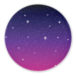 Bouton De Porte En Céramique Ciel nocturne étoilé violet foncé