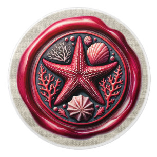 Bouton De Porte En Céramique Cire nautique Timbre Image Plage Puits de tiroir