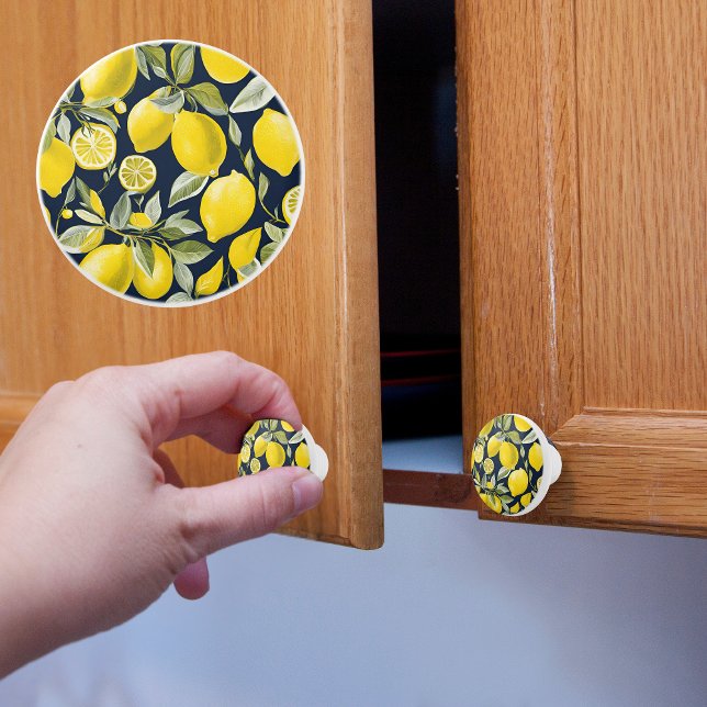 Bouton De Porte En Céramique Citron bleu (Créateur téléchargé)