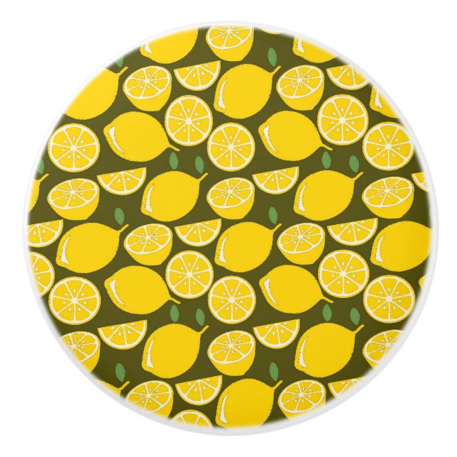 Bouton De Porte En Céramique Citron Jaune Moderne Amusant mignon (Devant)