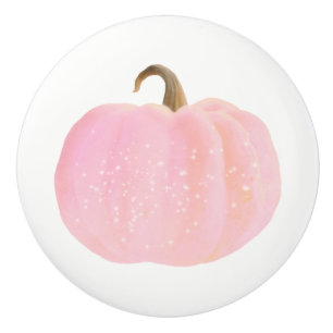 Bouton De Porte En Céramique Citrouille rose étincelle automne fée