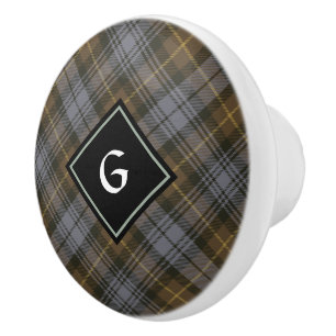 Bouton De Porte En Céramique Clan Gordon Patiné Tartan Ceramic Knob