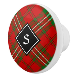Bouton De Porte En Céramique Clan Scott Red Tartan Ceramic Knob