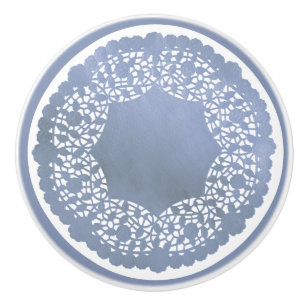 Bouton De Porte En Céramique Classic Porcelaine bleu et blanc dentelle