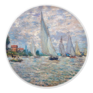 Bouton De Porte En Céramique Claude Monet - Bateaux Regatta à Argenteuil