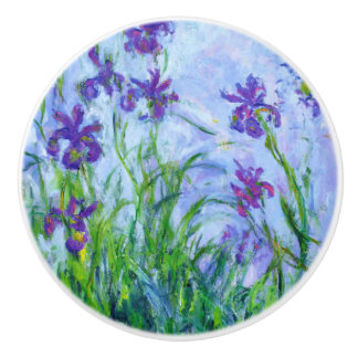Bouton De Porte En Céramique Claude Monet "Iris mauves"