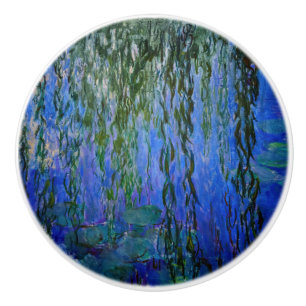Bouton De Porte En Céramique Claude Monet - Lys d'eau avec saule plumant
