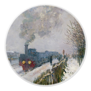Bouton De Porte En Céramique Claude Monet - Train dans la neige / La Locomotive
