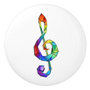 Bouton De Porte En Céramique Clé de musique arc-en-ciel