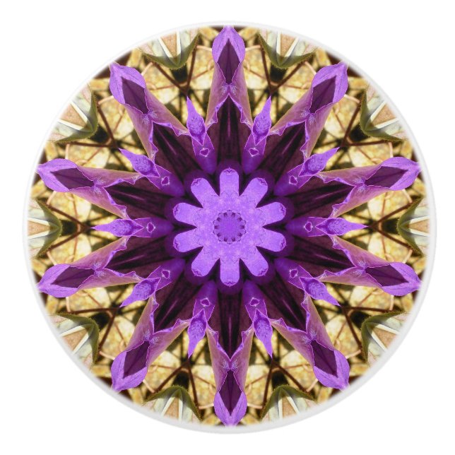 BOUTON DE PORTE EN CÉRAMIQUE CLEMATIS (Devant)