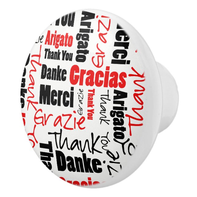 Bouton De Porte En Céramique Cloud noir et rouge Merci (Droite)