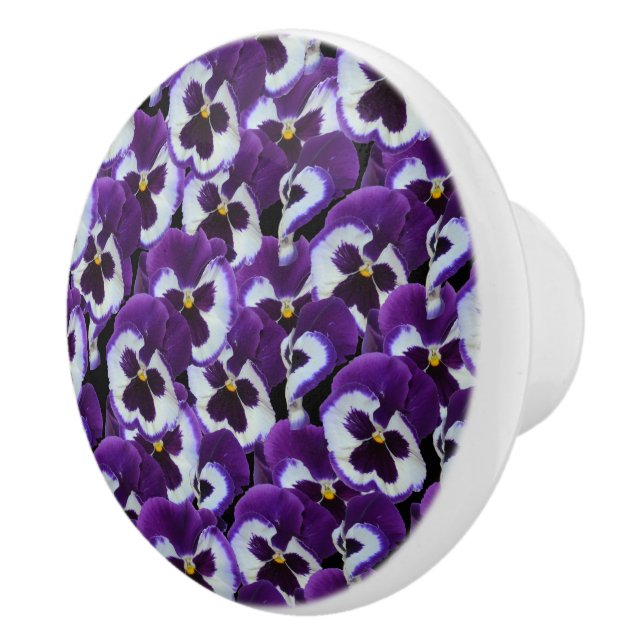 Bouton De Porte En Céramique Clusters de panneaux blancs violets : Harmonieux g (Droite)