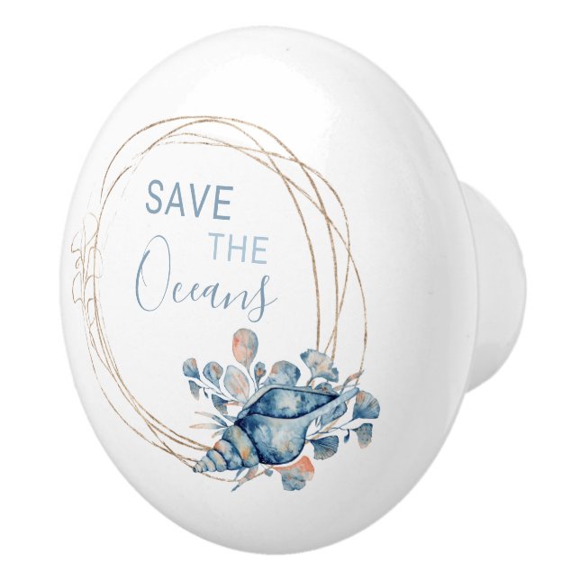 Bouton De Porte En Céramique Coastère Accueil aquarelle bleue composition perso (Droite)