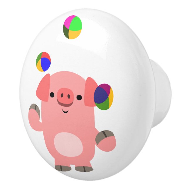 Bouton De Porte En Céramique Cochon de dessin mignon (Droite)