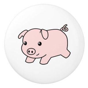 Bouton De Porte En Céramique Cochon De Piglet Coupé