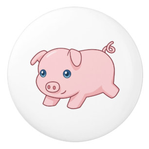 Bouton De Porte En Céramique Cochonnet Porc Mignon en Course