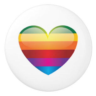 Bouton De Porte En Céramique Coeur arc-en-ciel