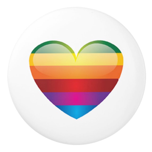 Bouton De Porte En Céramique Coeur arc-en-ciel (Devant)