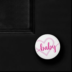 Bouton De Porte En Céramique Coeur bébé   Script de floraison rose chaud