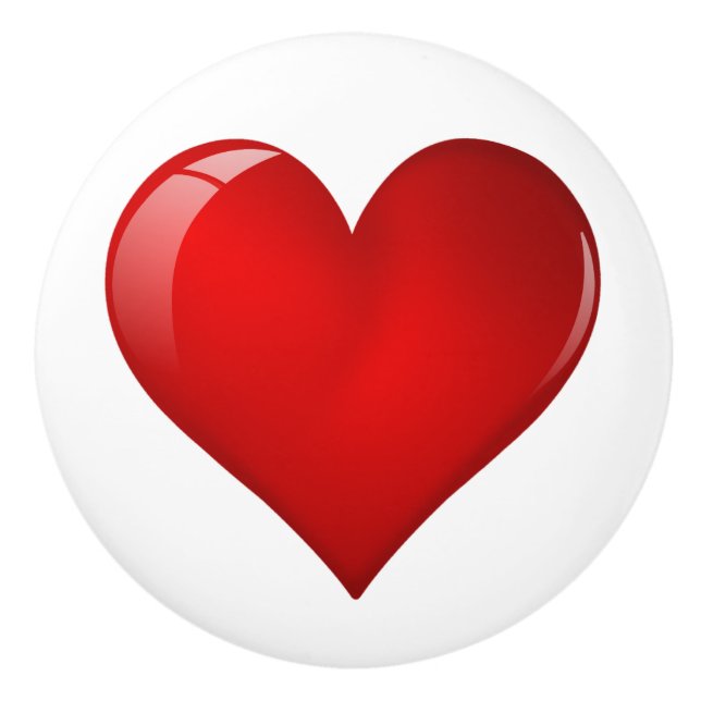 Bouton De Porte En Céramique Coeur brillant (Devant)