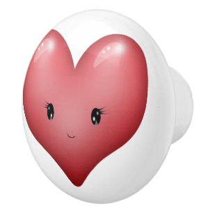 Bouton De Porte En Céramique Cœur Rouge Mignon
