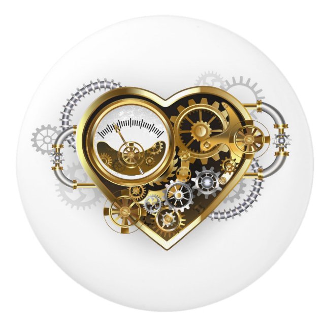 Bouton De Porte En Céramique Coeur vapeur avec un manomètre (Devant)