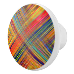 Bouton De Porte En Céramique Coloré Kriss Kross Plaid Motif