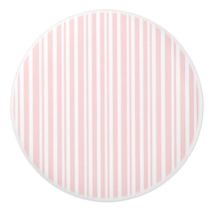 Bouton De Porte En Céramique Commode de chambre rayée rose et blanc