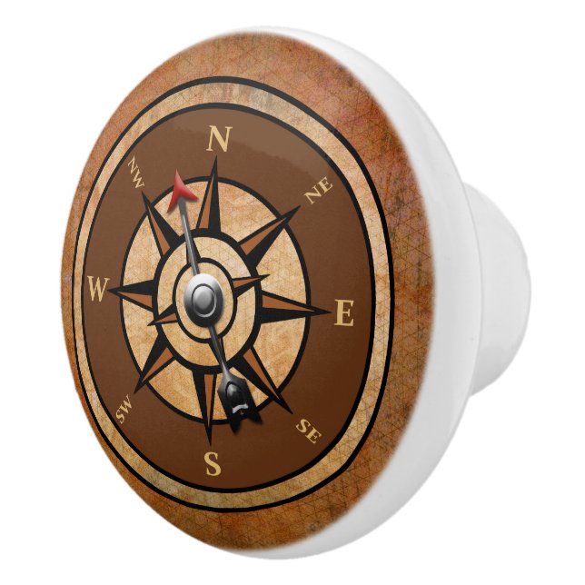 Bouton De Porte En Céramique Compas rustique nautique (Droite)