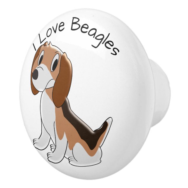 Bouton De Porte En Céramique Conception de chien beagle personnalisée (Droite)