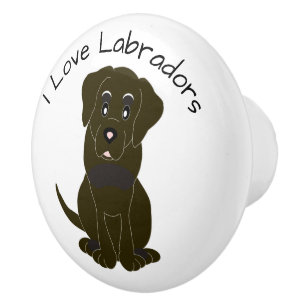 Bouton De Porte En Céramique Conception de chien Labrador au chocolat