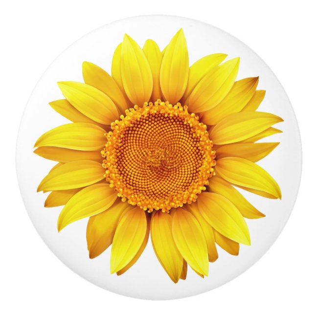Bouton De Porte En Céramique Conception de tournesol (Devant)