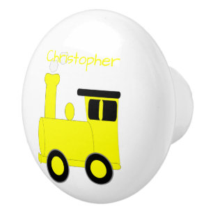 Bouton De Porte En Céramique Conception de train jaune personnalisée