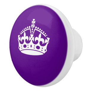 Bouton De Porte En Céramique Conserver Couronne calme sur Purple Personnalisabl