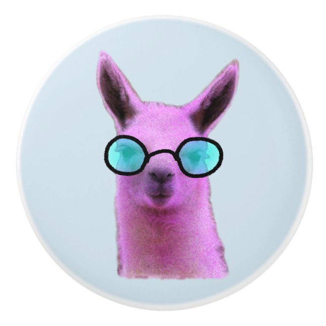 Bouton De Porte En Céramique Cool Pink Llama ! (Devant)