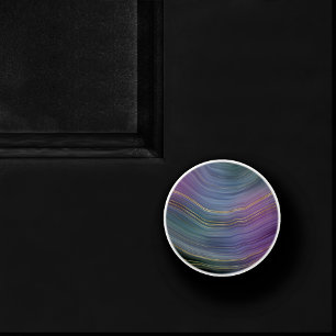 Bouton De Porte En Céramique Cool Strata   Belle Agate bleu violet et or