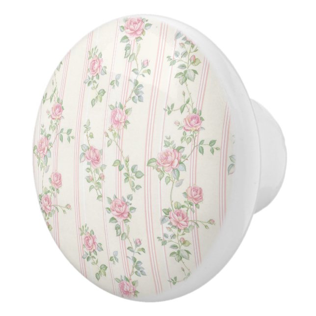 Bouton De Porte En Céramique Coquette Florale Rose (Droite)