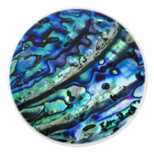 Bouton De Porte En Céramique Coquille d'Abalone Iridescente   Tirage céramique 