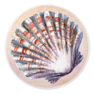 Bouton De Porte En Céramique Coquille d'aquarelle artistique Vibes océaniques