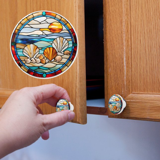 Bouton De Porte En Céramique Coquilles de mer en faux vitrail (Créateur téléchargé)
