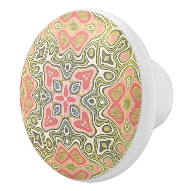 Bouton De Porte En Céramique Corail mignon Rouge Vert Yellow Hip Ornat Art Moti (Droite)