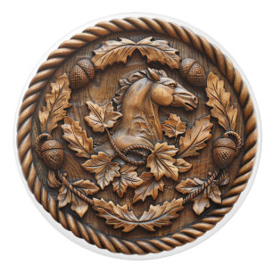 Bouton De Porte En Céramique Corde à cheval sculpté Acorns Chêne Feuilles