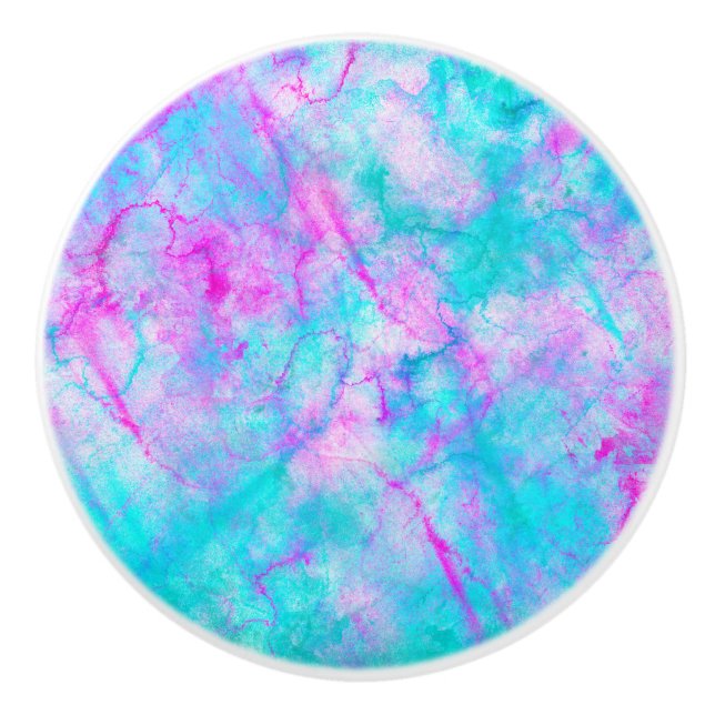Bouton De Porte En Céramique Cotton Candy Pink & Blue Watercolor Wash Stain (Devant)