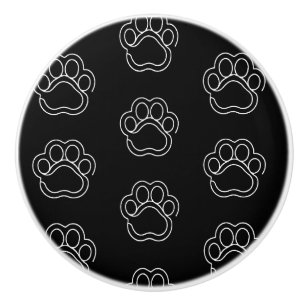 Bouton De Porte En Céramique Coucou à la ligne blanche de l'Amoureux des chien