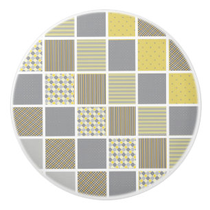 Bouton De Porte En Céramique Couette jaune et gris